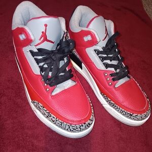 Red and Gray Air Jordan 3 Retro Sneakers